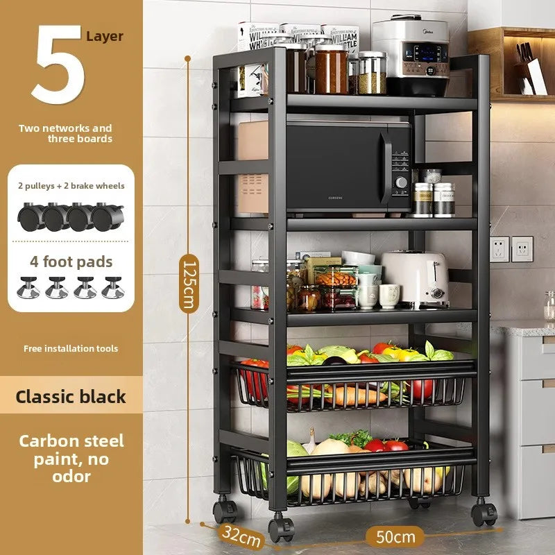 Kitchen vegetable basket rack floor-to-ceiling multi-layer stainless steel shelf new multi-functional kitchen utensils storage Oasis Select 5