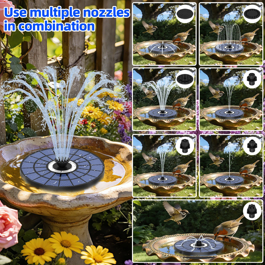 5.5W Solar Water Fountain 1500mAh Battery with 8 LED Lights&Nozzles Awesome Light Show Freely DIY Water Features Garden Pond Etc Oasis Select