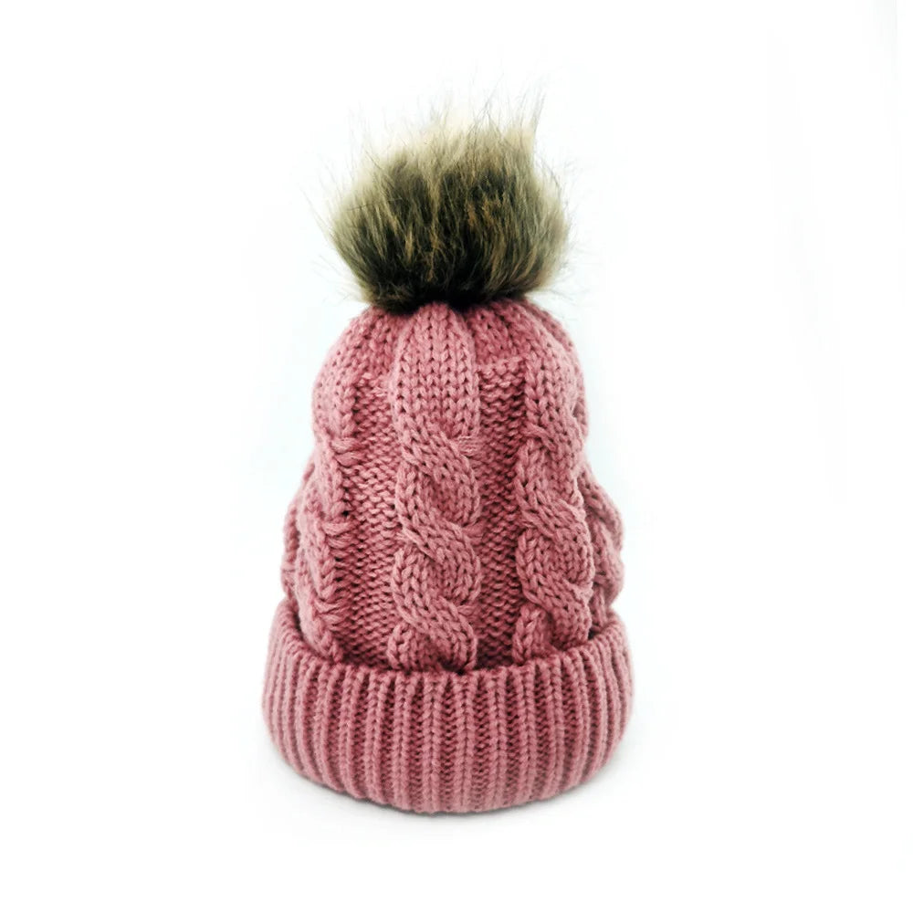 Middle cap knitting Fried Dough Twists wool hat wool ball hat warm hat cover in autumn and winter Oasis Select 3