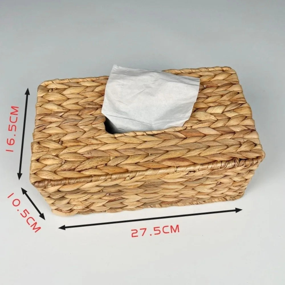 Straw Woven Tissue Box Cover Natural Household Tissue Box Decorative Environmental Protection Dryer Sheets Holder Oasis Select 27.5-16.5-10.5cm