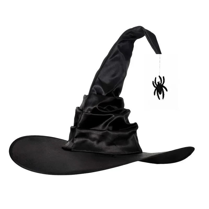 Halloween Witch Hats Black Folds Wizard Hat for Women Men Masquerade Party Cosplay Props Decoration Carnival Party Hats Oasis Select B-45x45cm