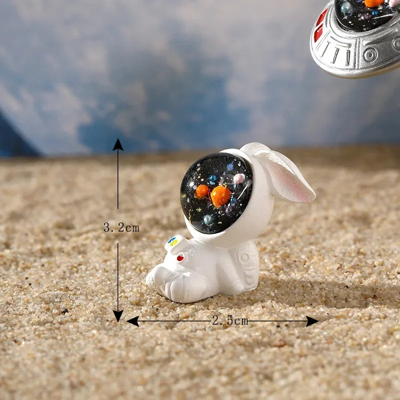 Figurines Miniature Cute Cartoon Astronauts Bunny Micro Landscape Ornaments for Home Decorations Rabbit Crafts Room Desk Decor Oasis Select 17