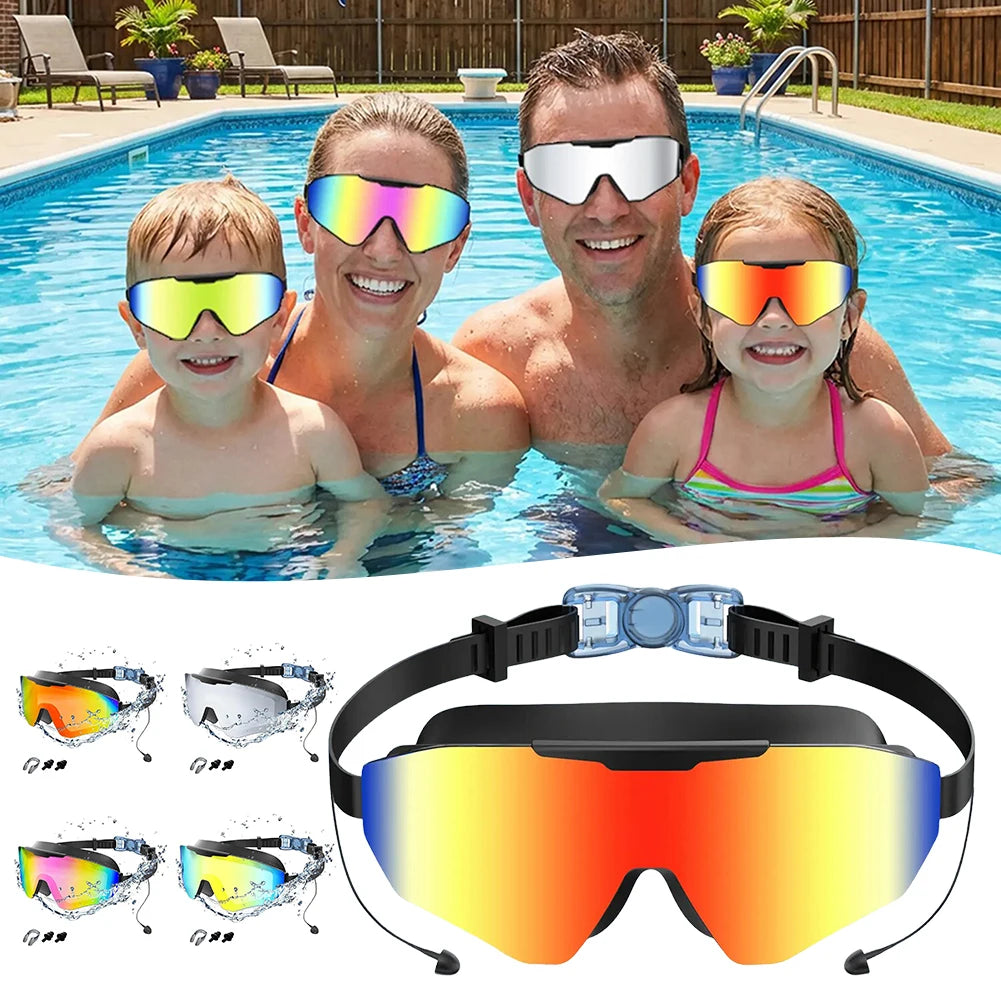 Mirrored Anti-Fog Swim Goggles | Wide View Large Frame & Earplugs Swim Goggles Oasis Select