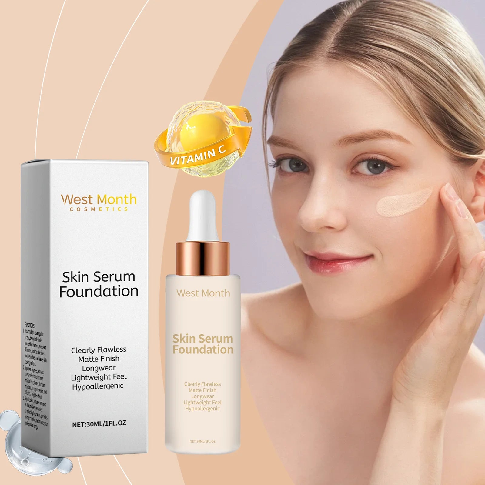 Moisturizing Liquid Foundation Even Skin Tone Cover Defects Brightening Skin Long Lasting Hydration Waterproof Makeup Cosmetics Oasis Select