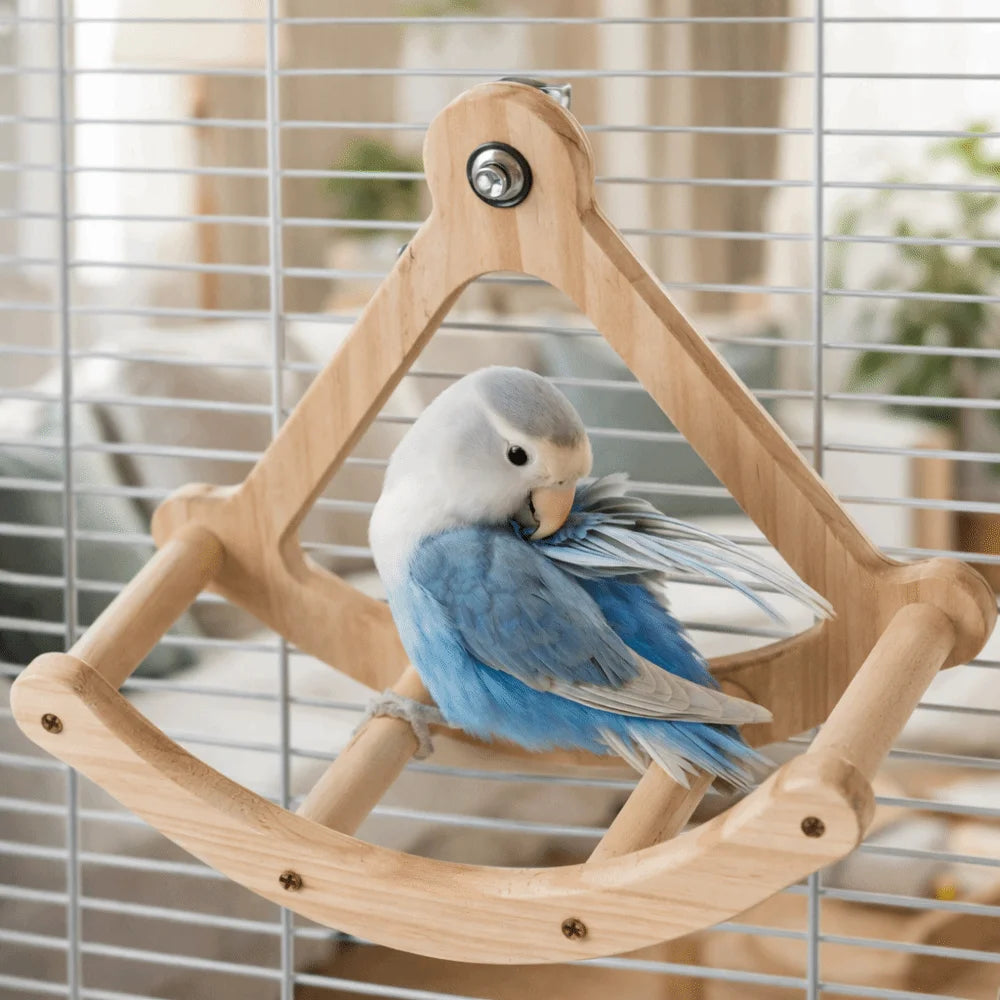 Wooden Bird Swing Toy – Rocking Perch for Parrots & Parakeets