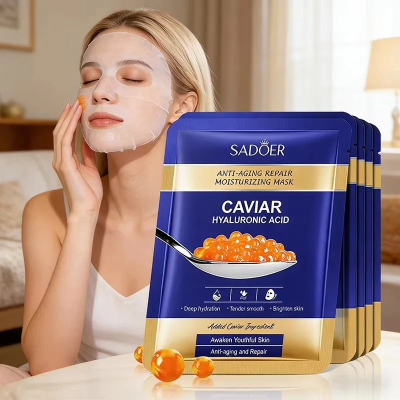Caviar & Hyaluronic Acid Face Mask – Lifting, Firming & Hydrating Facial Sheet Mask Oasis Select