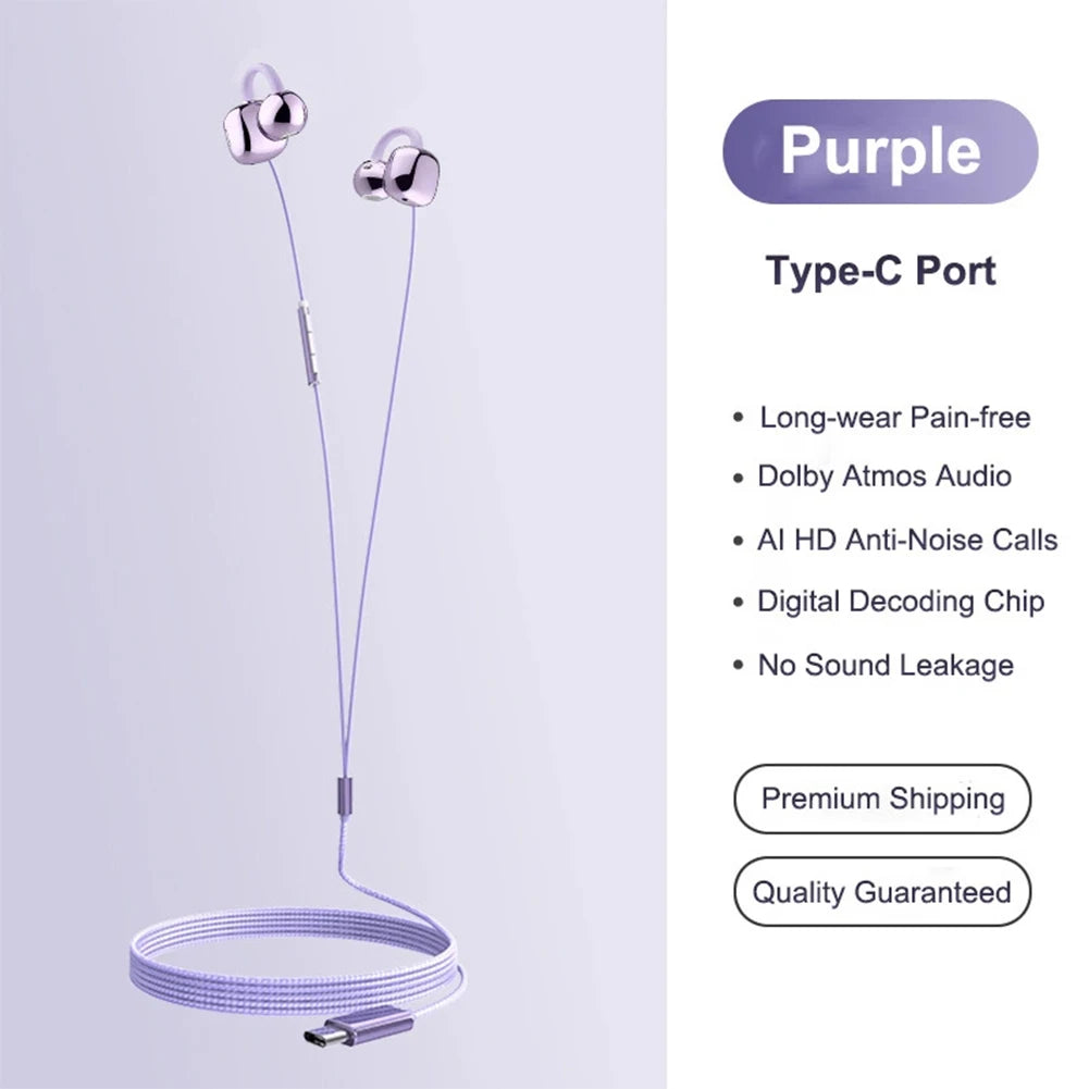 Clip-On Wired Earphones USB-C & 3.5mm | IPX4 | HD Mic