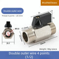 Mini Ball Valve Switch Water Pipe PT1/8, 1/4, 3/8, 1/2 Gas Electric Copper Ball Valve Double Inner and Outer Wire Teeth Oasis Select Double Outer 4 A 1PCS