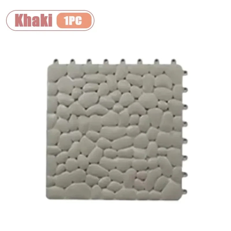 1-10PC 30X30cm Bathroom Pebble Non Slip Mat Waterproof Splicing Shower Pad for Toilet Room Floor Drop Resistant Foot Cushion Mat Oasis Select Khaki-1PC