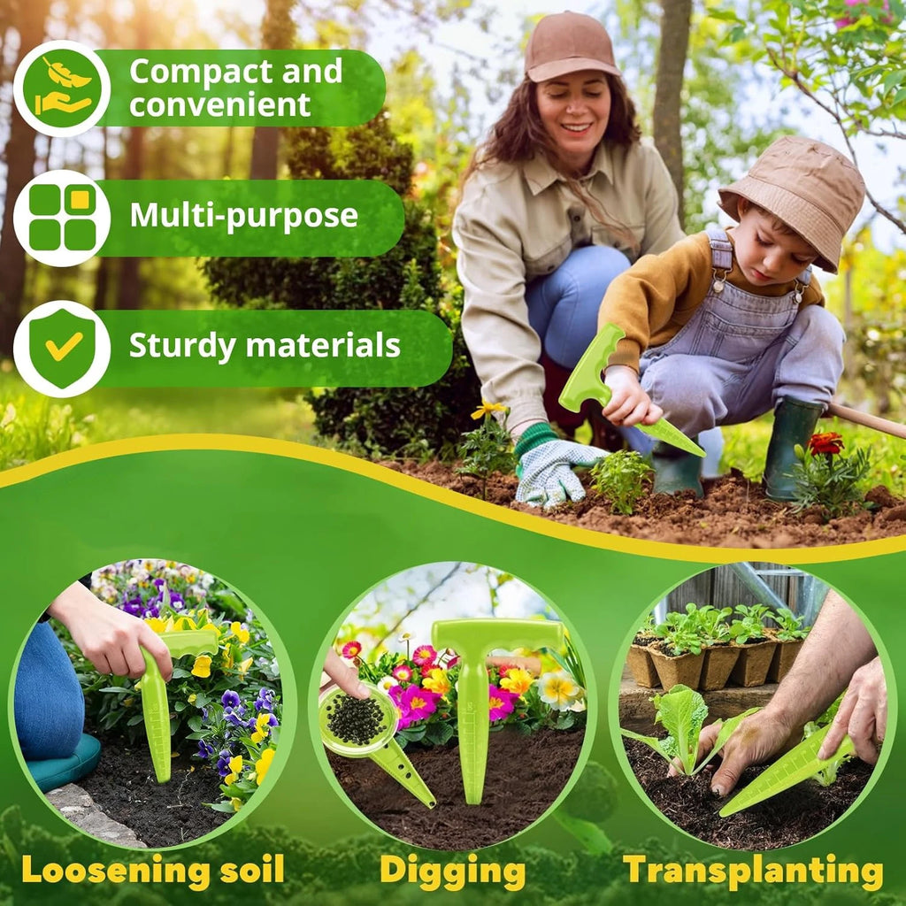 Garden Tool Set Seed Planter Dibber Kit Ergonomic Sowing Digging Planting Light Green Home Garden New Vegetable Flower Gardening Oasis Select