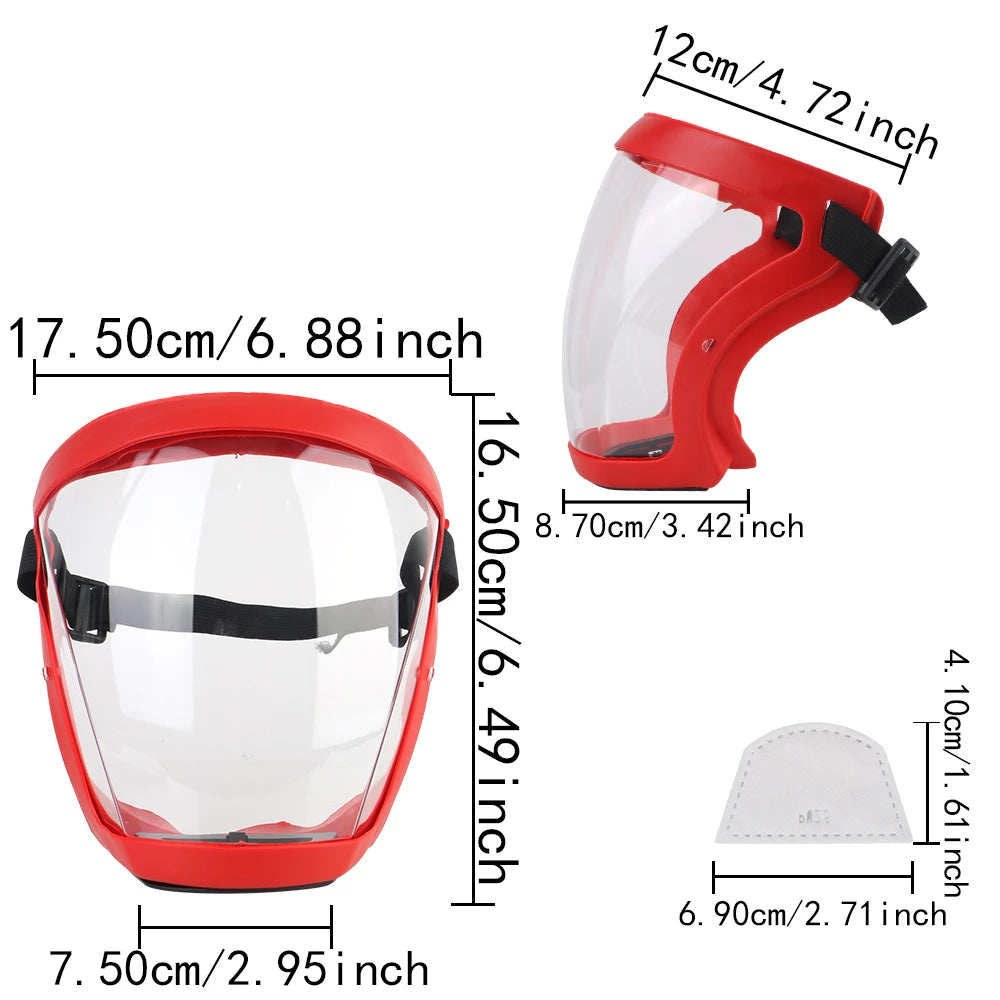 Full Face Shield Protection Face Cover Oil-splash Proof Mask With Filters Motorcycle Bicycle Cycling Dusting Mask Kitchen Tool Oasis Select