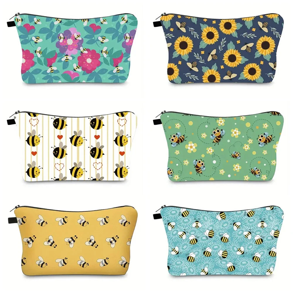 Sunflower Bee Cosmetic & Pencil Bag – Travel Organiser Pouch Cosmetic Organiser Bag Oasis Select