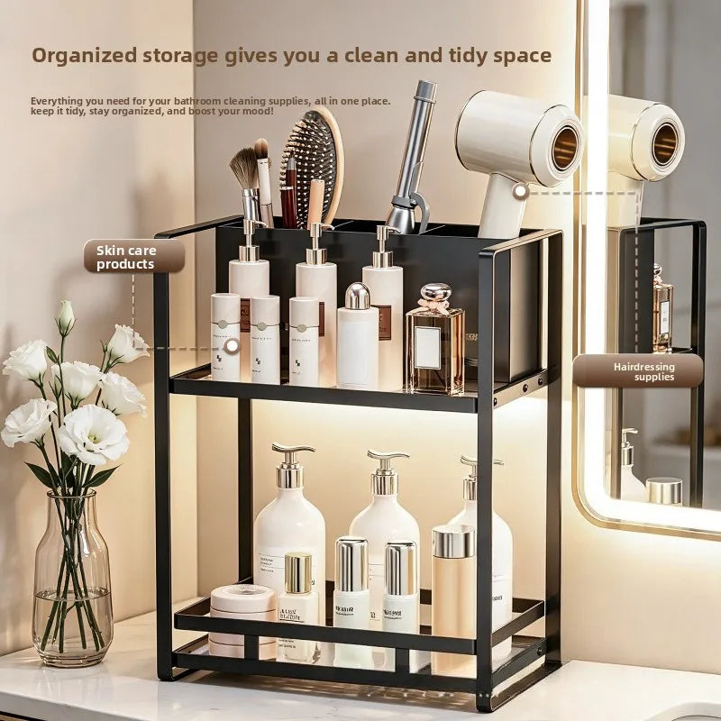 Household Hair Dryer Shelf Hair Tool Makeup Brush Storage Tube Bathroom Dresser Skin Care Product Shelf Oasis Select