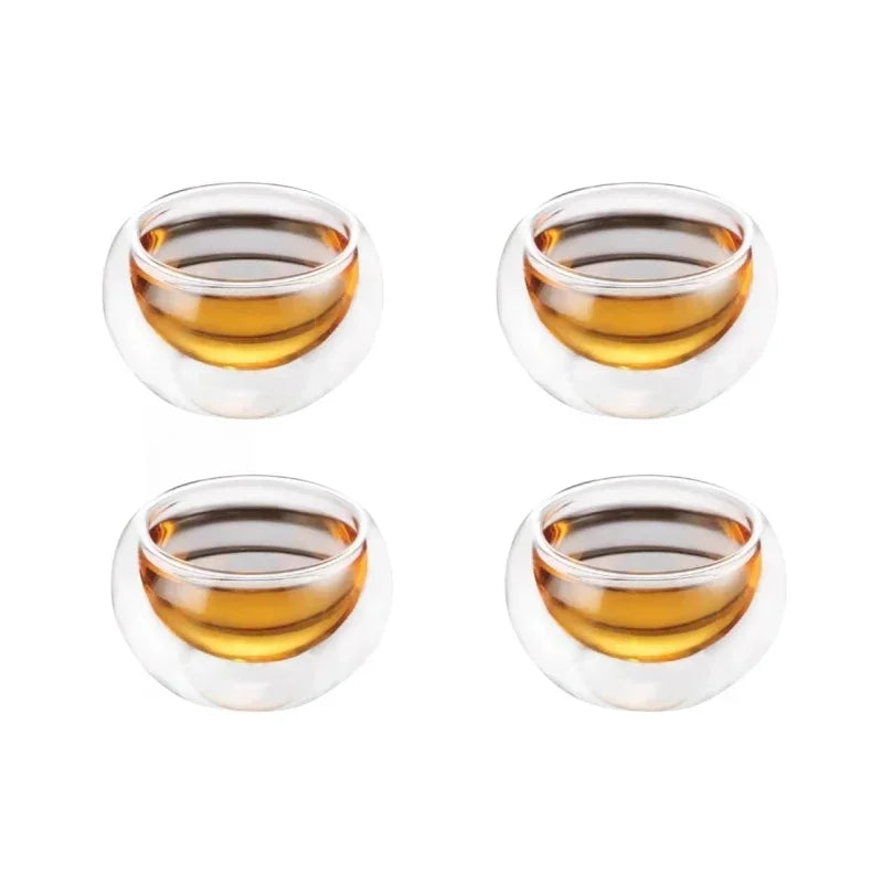 50ml 4/6pcs Glass Teacup Tea Infuser Teaware Heat Resistant High Temperature Explosion Proof Coffee Water Mug Drinkware Tea Set Oasis Select 4Pcs 50ml