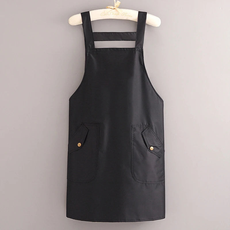 Apron Workwear Adjustable Oil-Proof Kitchen Apron Waterproof Barbershop Smock Catering Milk Tea Coffee Shop Oasis Select Black one size