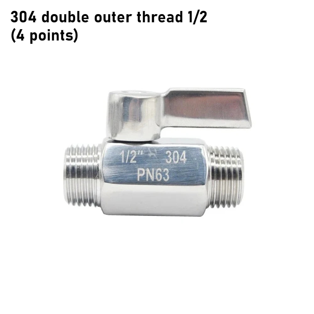 304 Stainless Steel Mini Ball Valve 1 2 3 4 6 Points PN63 Internal Thread External Thread for Water Oil Acid Two-way Ball Valve Oasis Select DN15 C