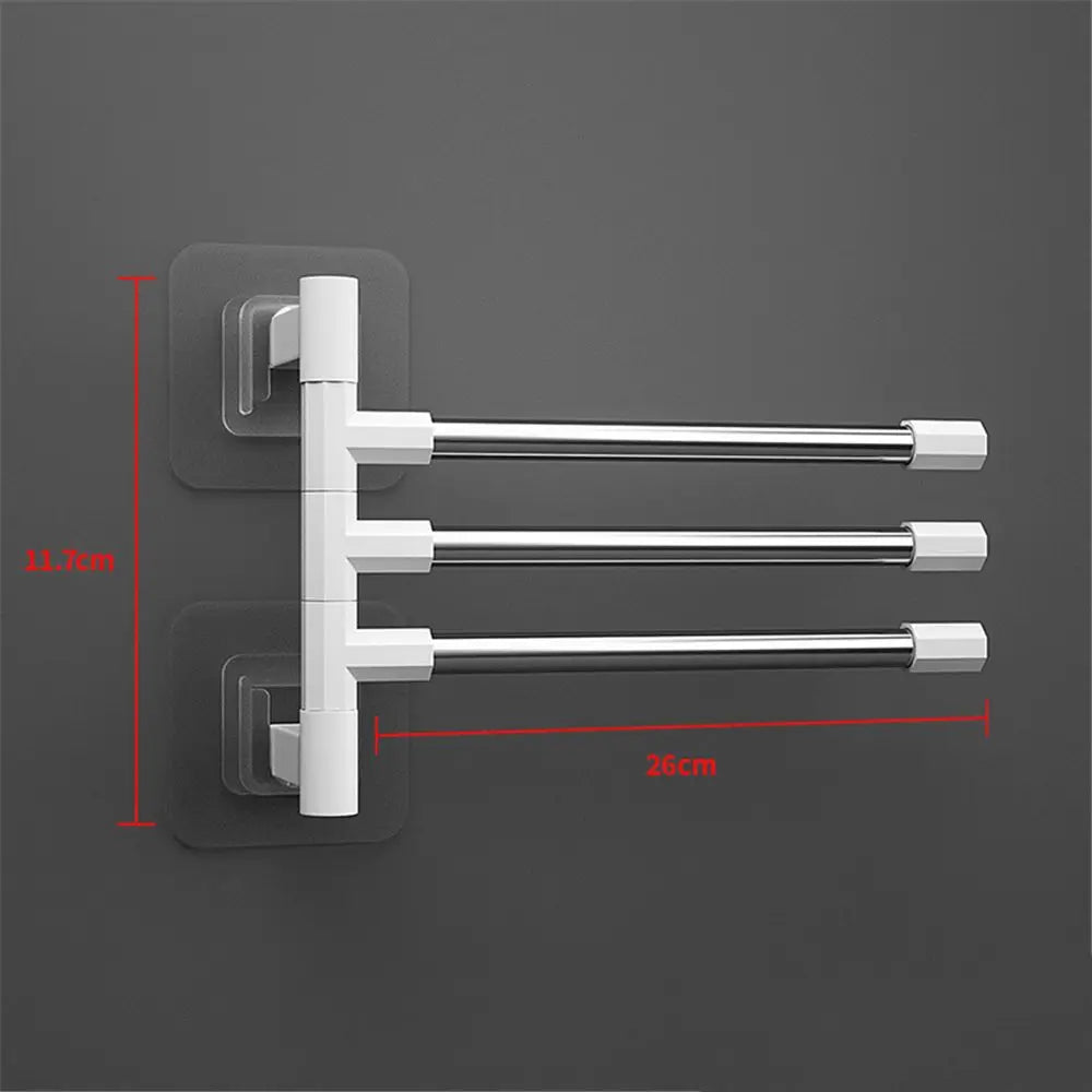 1Pc Silver Aluminum Swing Arms Towel Rack Save Space 2-8-Bar Towel Hanger Wall Mounted Bracket Hanging Holder Bathroom Tool Oasis Select 3 Bar