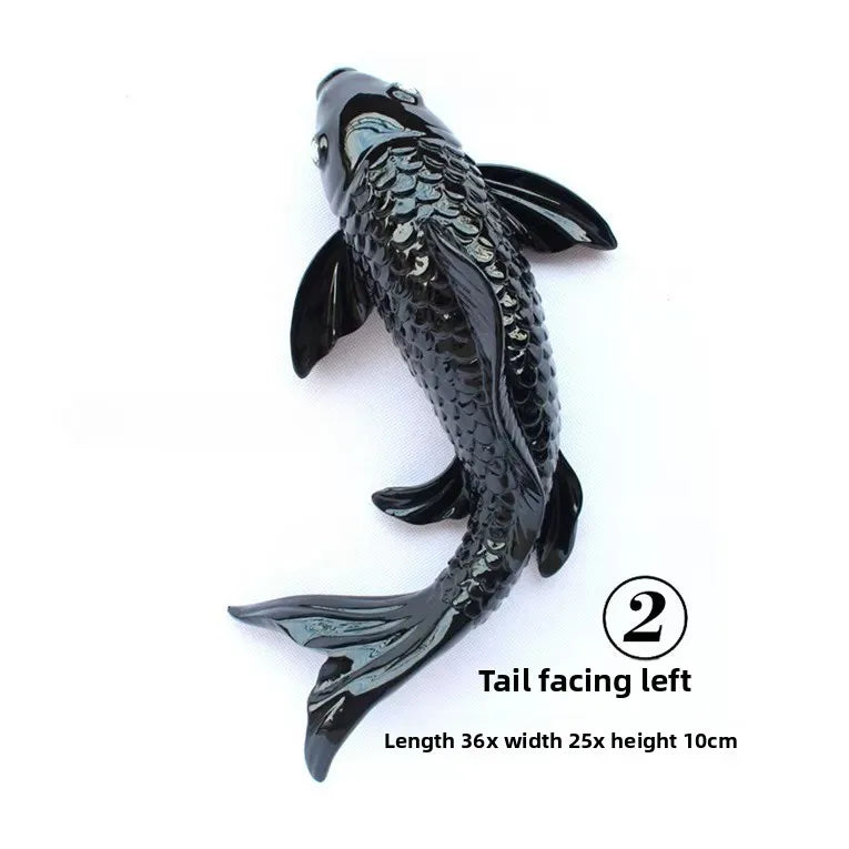 Lucky Koi Fish 3D Wall Decor, Resin Stereoscopic Carp Wall Hanging, Creative Wealth Feng Shui Home Art Wall Sticker Ornament Oasis Select B Left