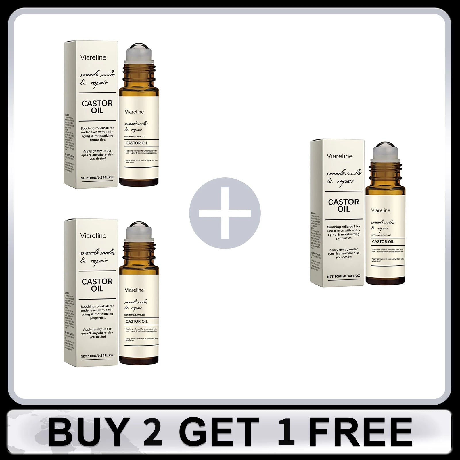 Castor Oil Eye Serum Anti-Wrinkle Remove Dark Circles Eye Bags Anti-Puffiness Lift Firm Ball Massage Moisturize Nourish Eye Care Oasis Select Buy 2 Get 1 Free