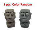 1Pcs Stone Man Releases Stress Toy Slowly Rebounds Soft Moai Statue Squeeze Eyes Interested Expression Relaxes Stress Oasis Select 1pcs Color Random