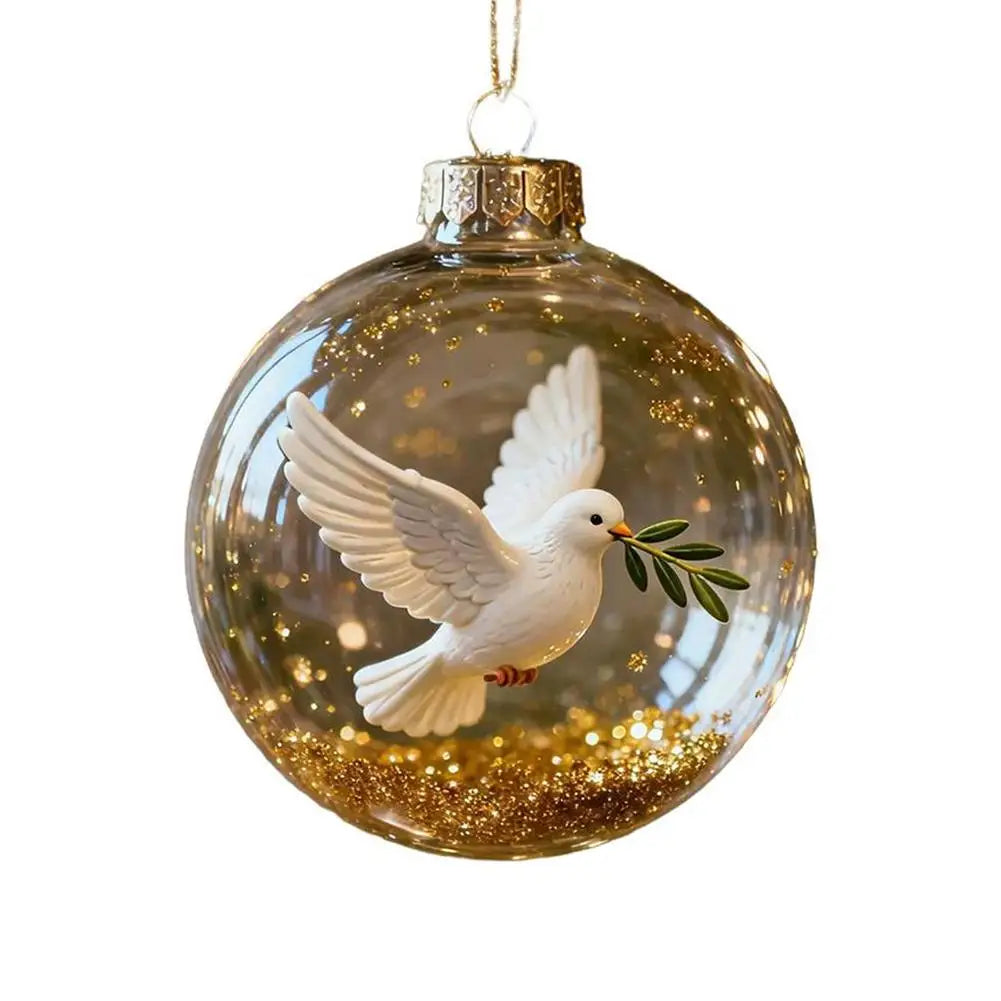 Cardinal Bird Christmas Ball Ornaments – Clear Acrylic Set