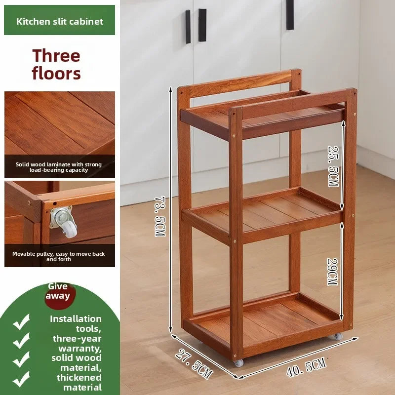 Solid wood kitchen rack Floor-to-ceiling multi-layer crevice storage rack Household multi-functional removable sundries Oasis Select
