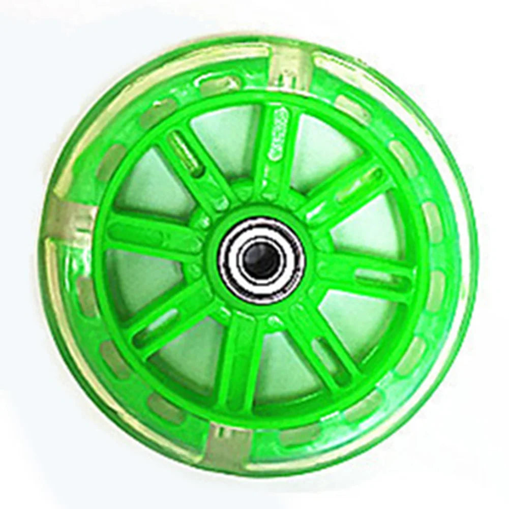 LED Flash Scooter Wheel 110mm Children Scooter Replacement Wheels 5 Colors Lighting Outdoor Bike Accessories Bearing Assist Tool Oasis Select Green