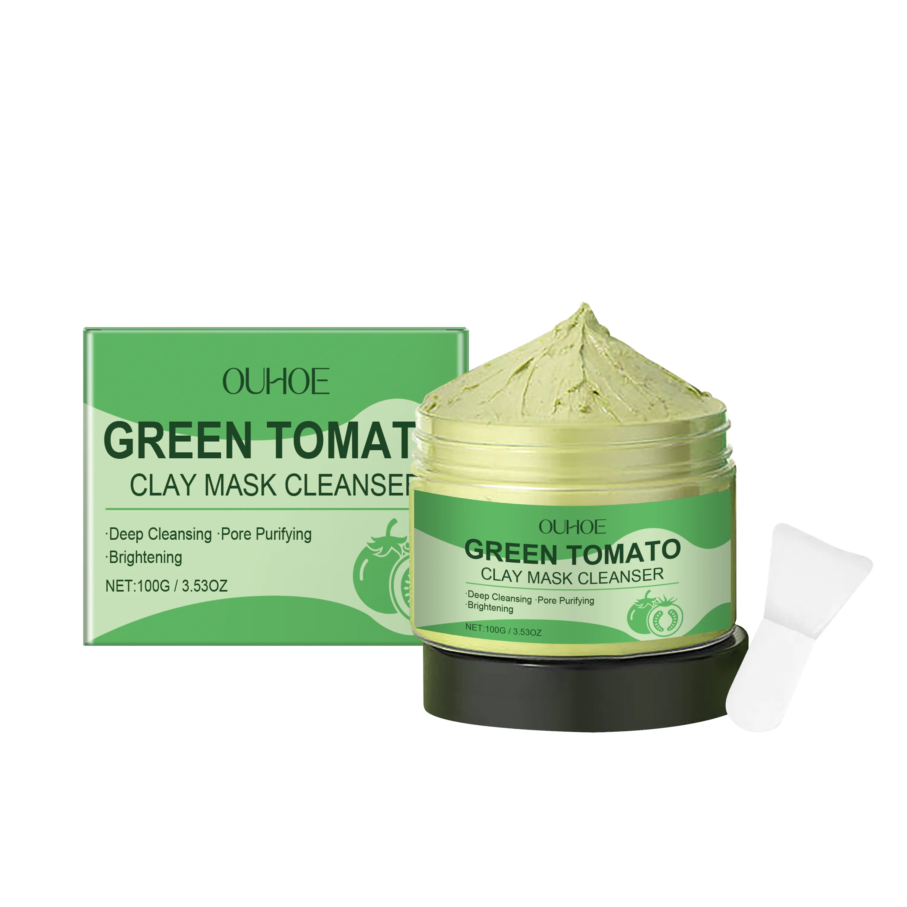 100G Green Tomato Face Clay Mask Gentle Cleaning Pore Dirts Moisturizing No Tight Enhance Skin Elasticity Smoothing Clay Mask Oasis Select 100g United States