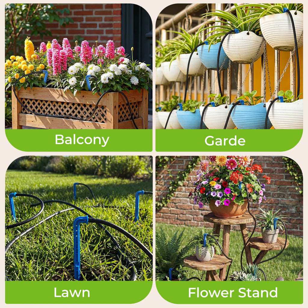 Solar Irrigation System 3W Auto Watering Drip Kit for 15 Pots, with 22 Timer Modes&15 Drip Heads Suitable for Garden Balcony Etc Oasis Select