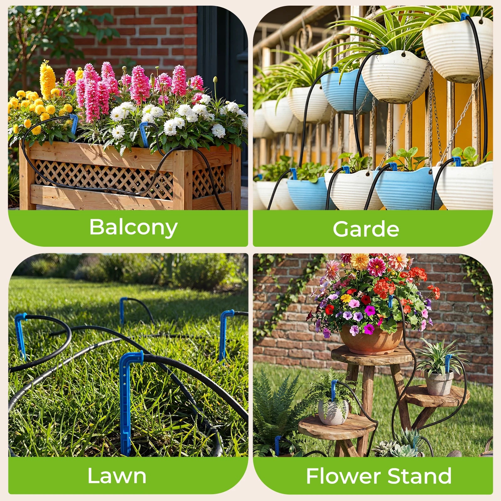 Solar Irrigation System 3W Auto Watering Drip Kit for 15 Pots, with 22 Timer Modes&15 Drip Heads Suitable for Garden Balcony Etc Oasis Select