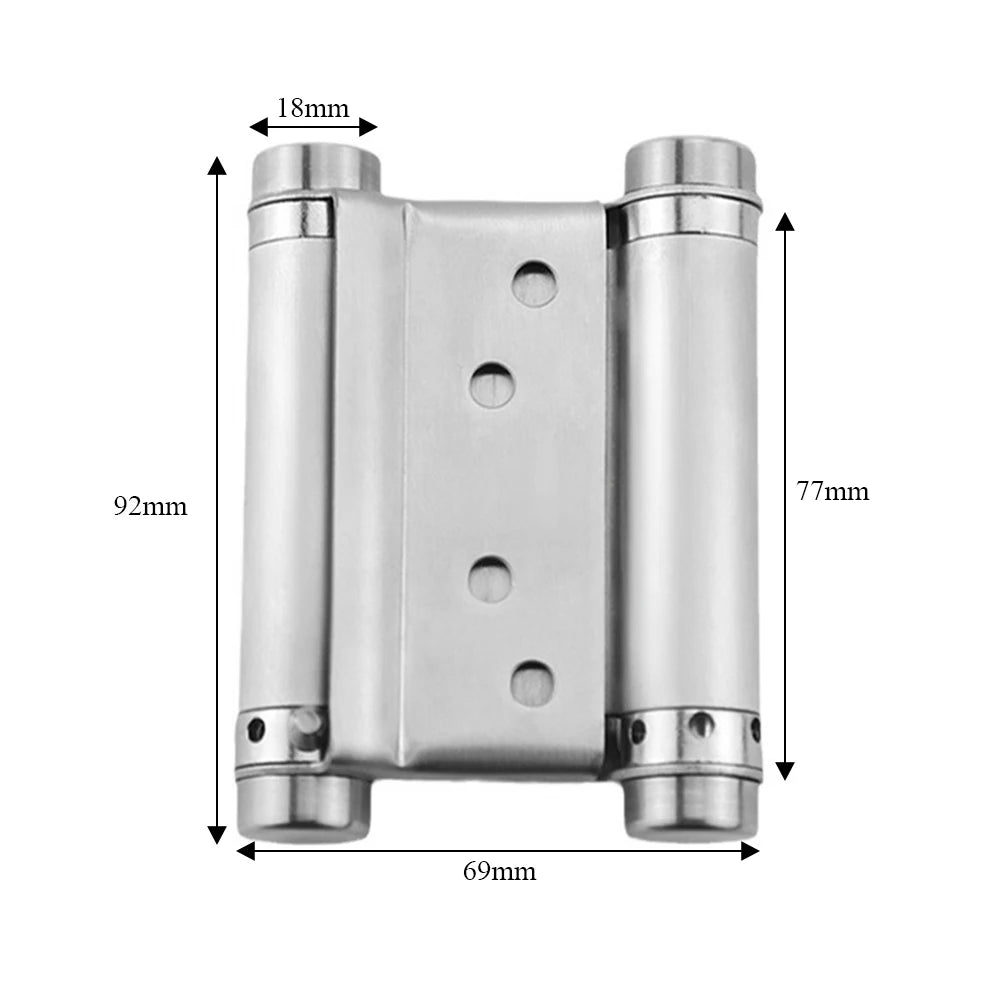 2Pcs 3-inch Stainless Steel Two-way Hinges,double Spring Hinges,denim Door Fence Automatic Closing Hinges Silver,Black W/Screws Oasis Select Silver