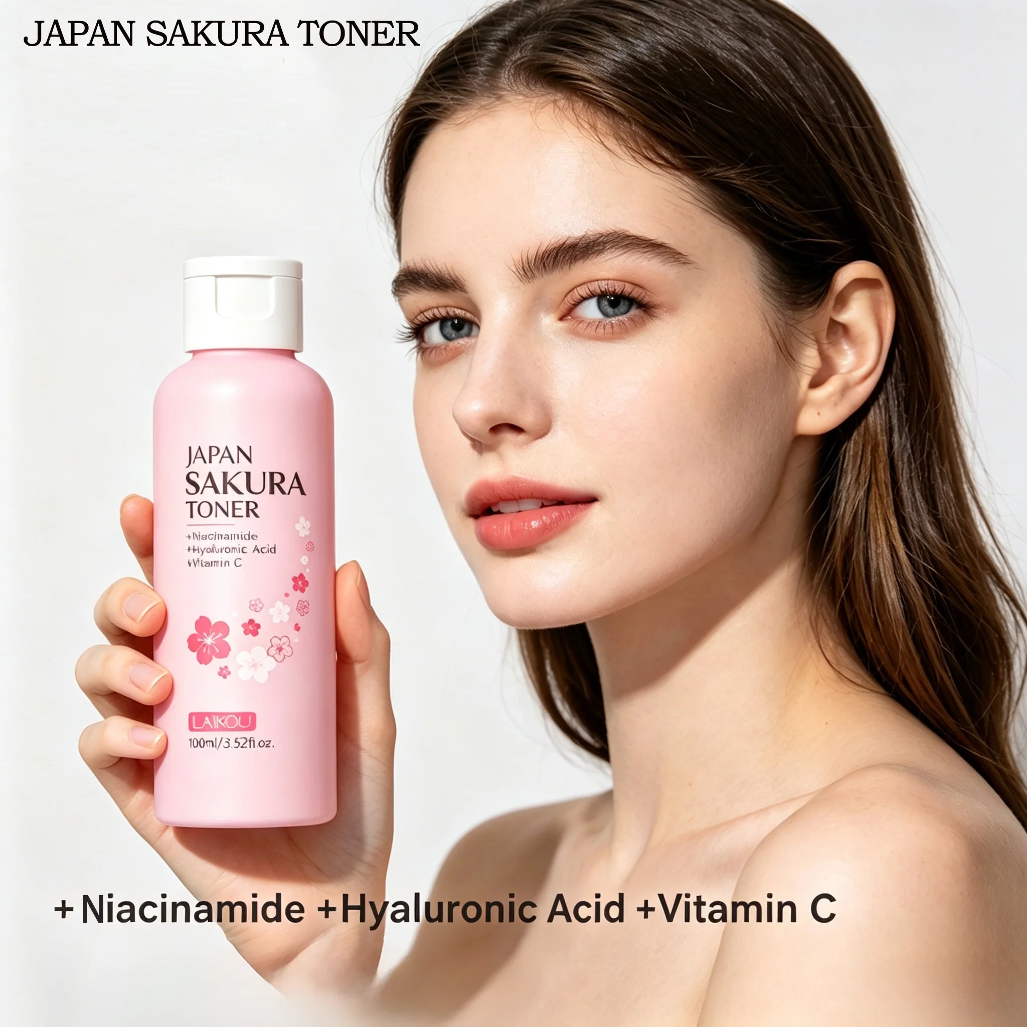 LAIKOU Japan Sakura Toner with Niacinamide Hyaluronic Acid Vitamin C 100ml - Moisturizing Refreshing Gentle Oasis Select