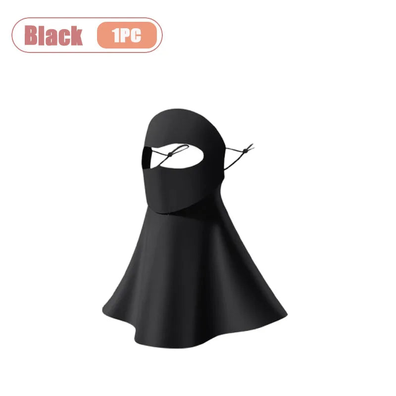 1-10PCS Ice Silk Face Mask Women Cooling Breathable UV Protection Eye Cover Summer Sun Mask Dustproof Stylish Face Gaiter Oasis Select Black-1PC