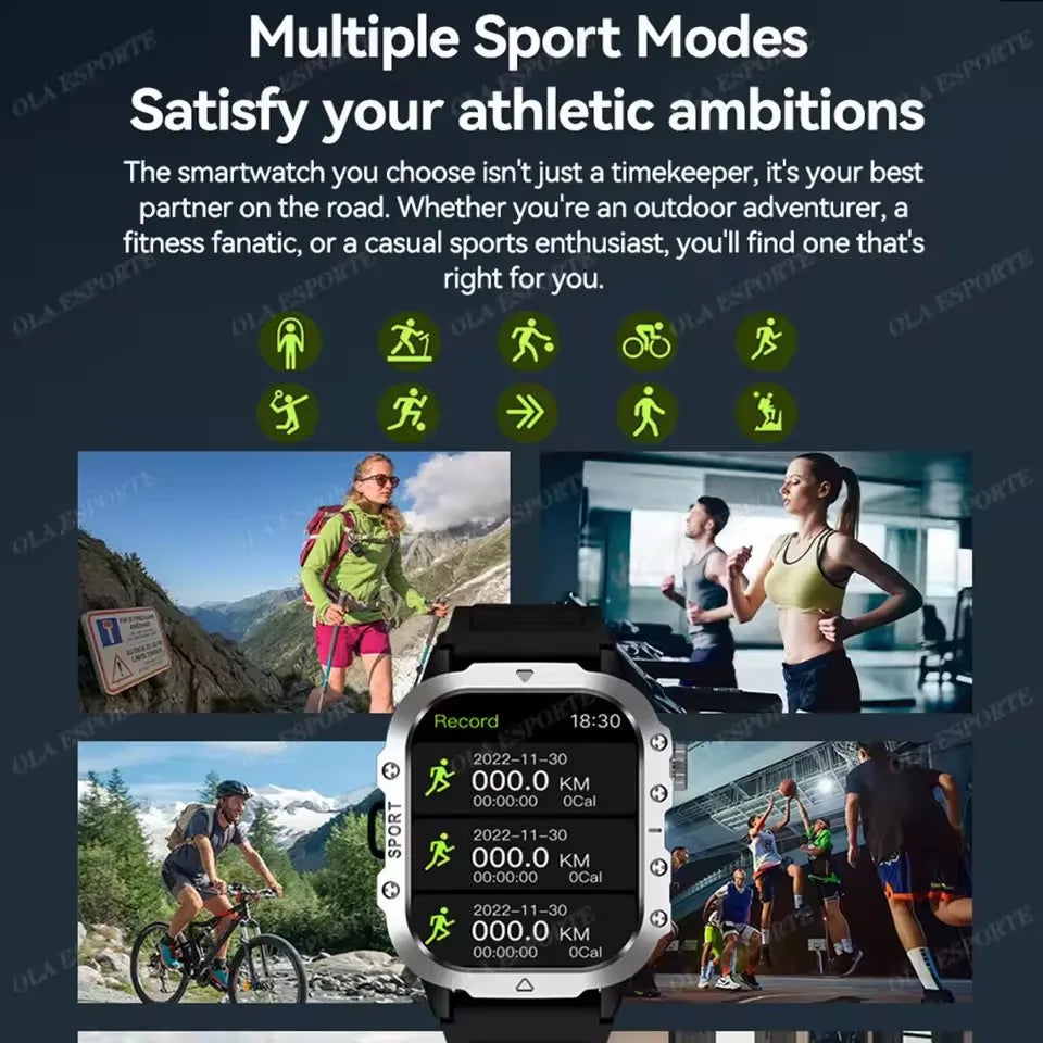 2025 New SmartWatch Men Militray Outdoor GPS Sport Watches Heart Rate Sleep Waterproof Smart Watch IOS Android Oasis Select