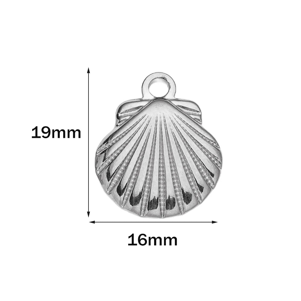 10pcs Stainless Steel Summer Beach Charms Starfish Seashell Conch Pendants for DIY Bracelet Necklace Earrings Jewelry Making Oasis Select Steel 16x19mm 10 Pieces