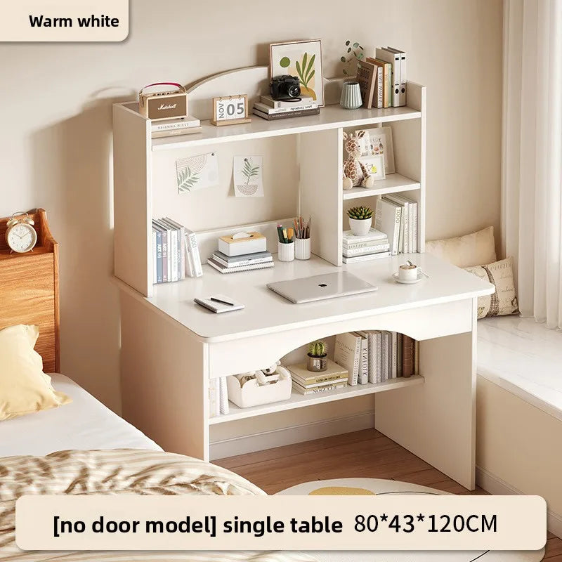 Home Desk Bookcase Integrated Simple Desktop Study Table Bedroom Dresser Locker Computer Desk Oasis Select White 80CM