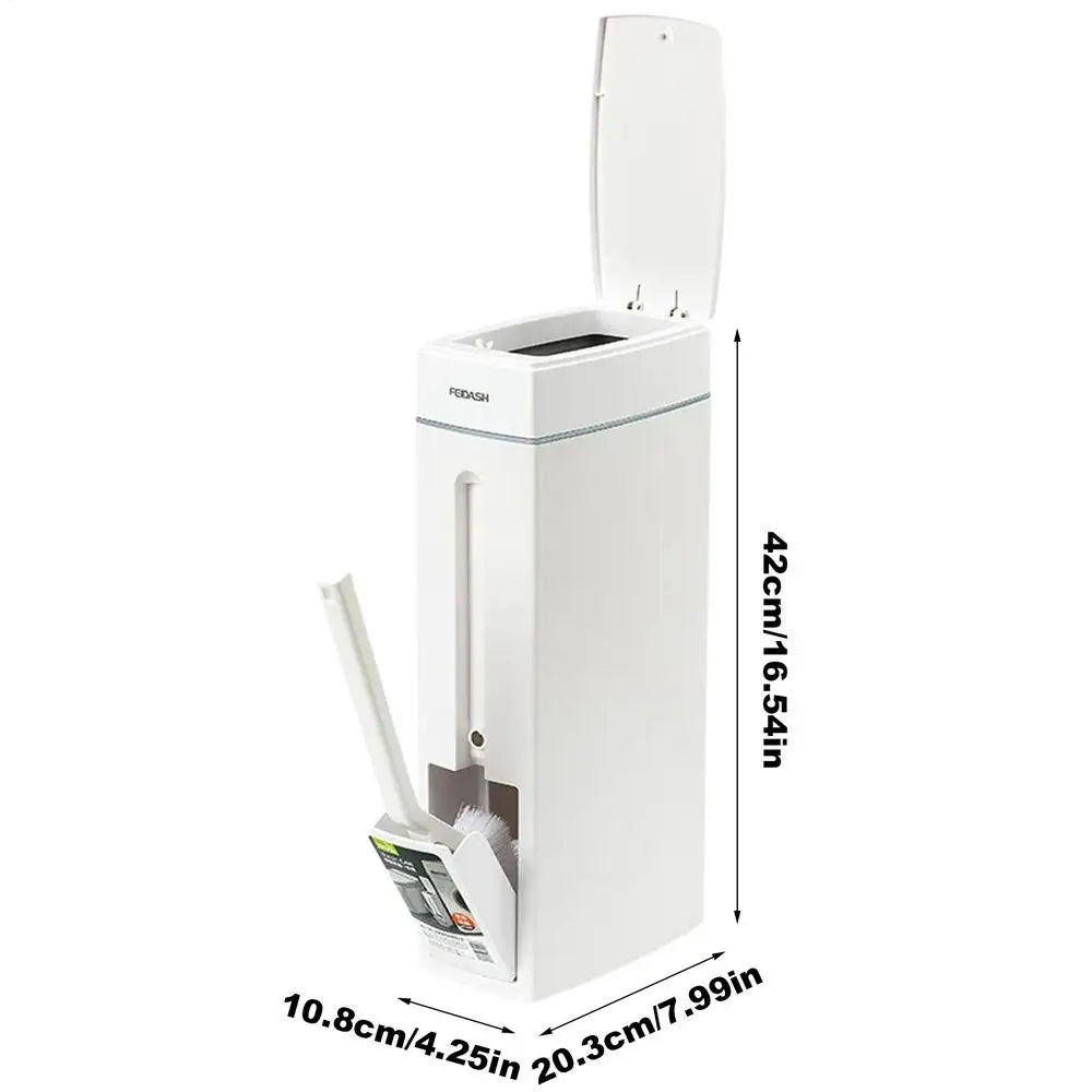 Bathroom Trash Can Bathroom Trash Can Toilet Brush Combo Save Space Small Trash Can Lid Bathroom Accessories Narrow Garbage Can Oasis Select A