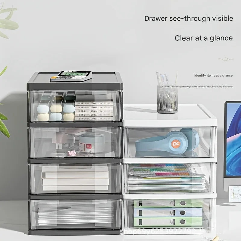 Office Desktop Storage Box, Transparent Drawer Style Cosmetics, Stationery, Student Desk, Raised Japanese Style Bar Storage Box Oasis Select