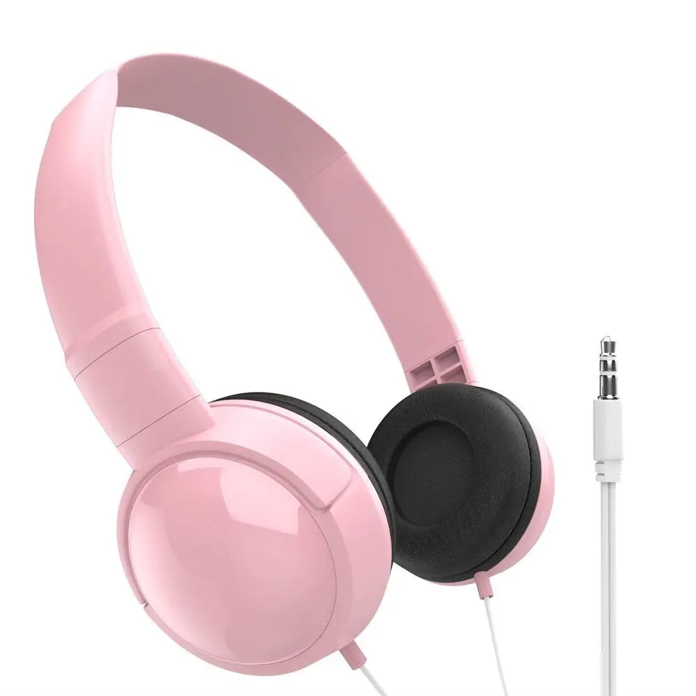 Music Earbuds Over Ear Wierd Headphones HiFi Stereo Music Stereo 3.5mm Headset Adjustable Audio Bass Macaron Headphone Tablet Oasis Select Pink