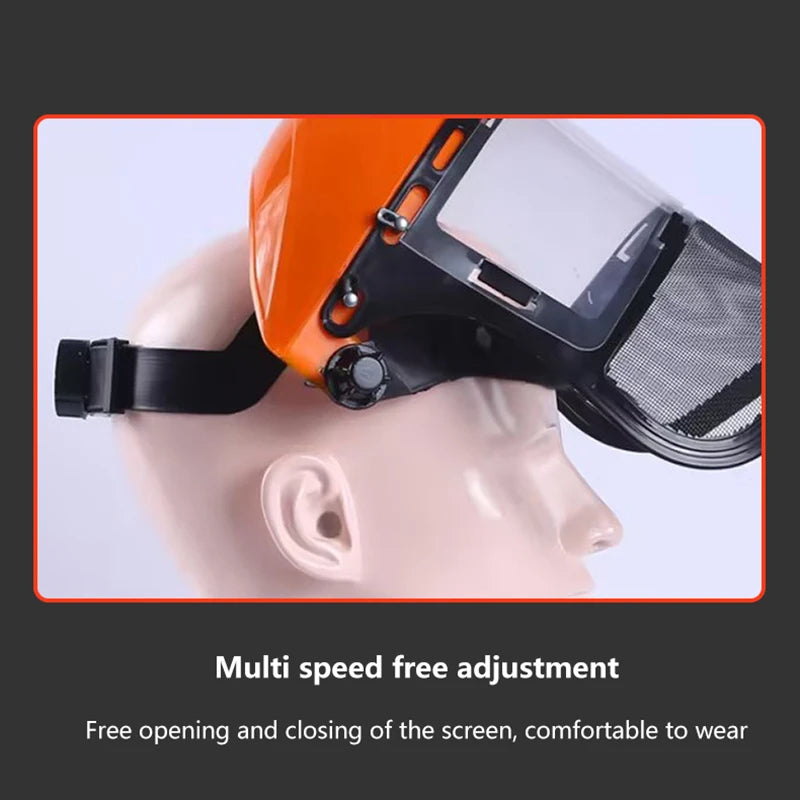 Safety Head-Mounted PVC Protective Mask Anti Splashing Grass Anti Dust Mask For Cutting Hat Avoid Face Screen Protection Mask Oasis Select