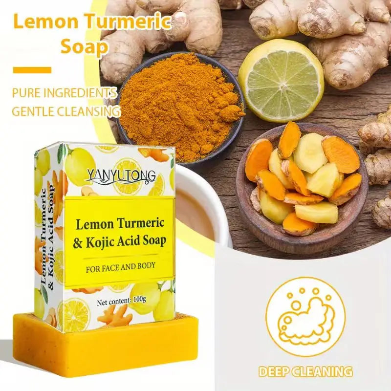 2 pieces of turmeric and lemon granule soap, cleansing soap, bathing the whole body, deeply cleansing, moisturizing Oasis Select