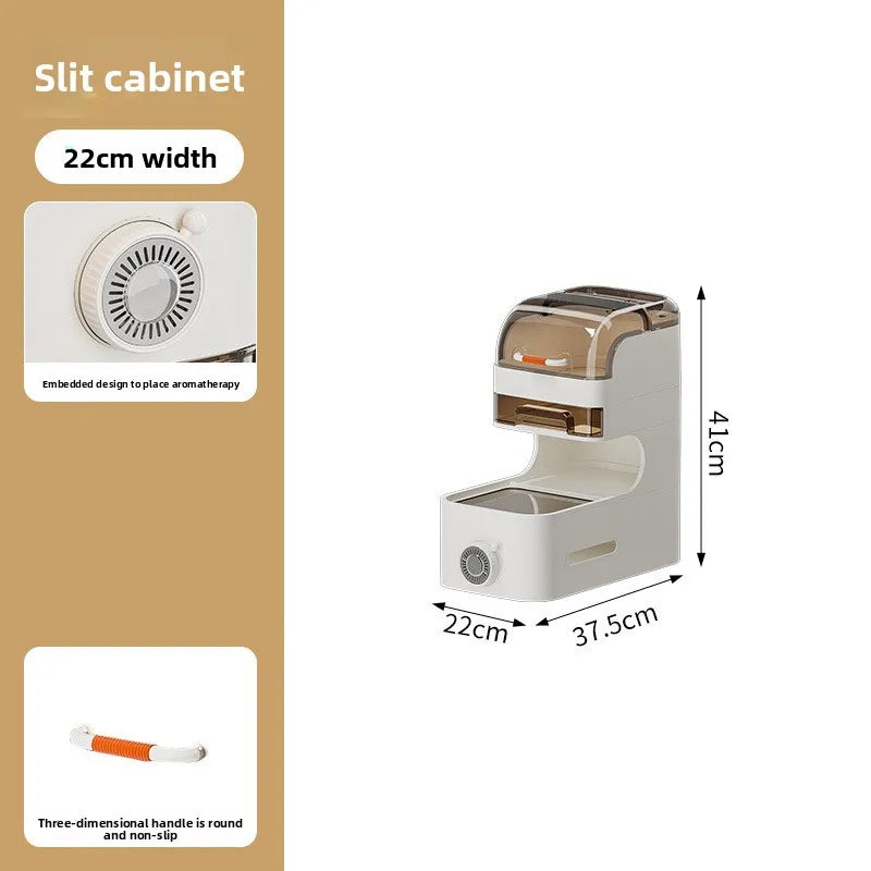 Multi-functional Drawer Type Crevice Cabinet, Kitchen Storage Rack, Bathroom, Narrow Slit With Light, Dust-proof Storage Cabinet Oasis Select 22cm-4-A