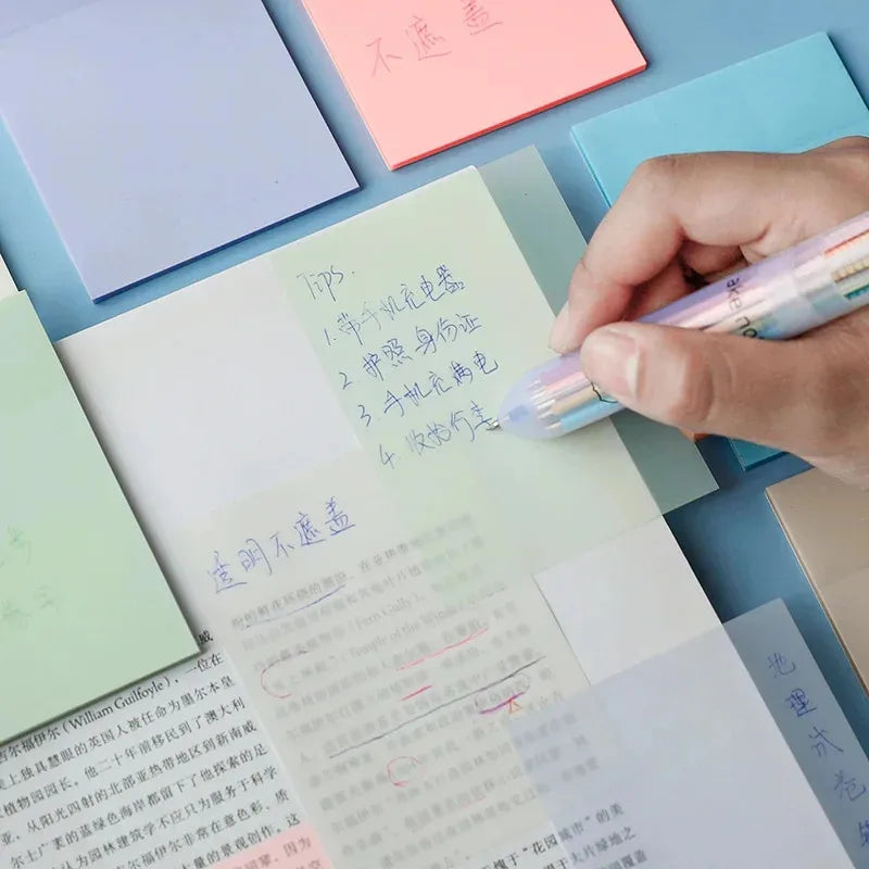 50/250Sheets Transparent Sticky Notes Scrapes Stickers Note Pads Posted It Paper Clear Notepad School Stationery Office Supplies Oasis Select