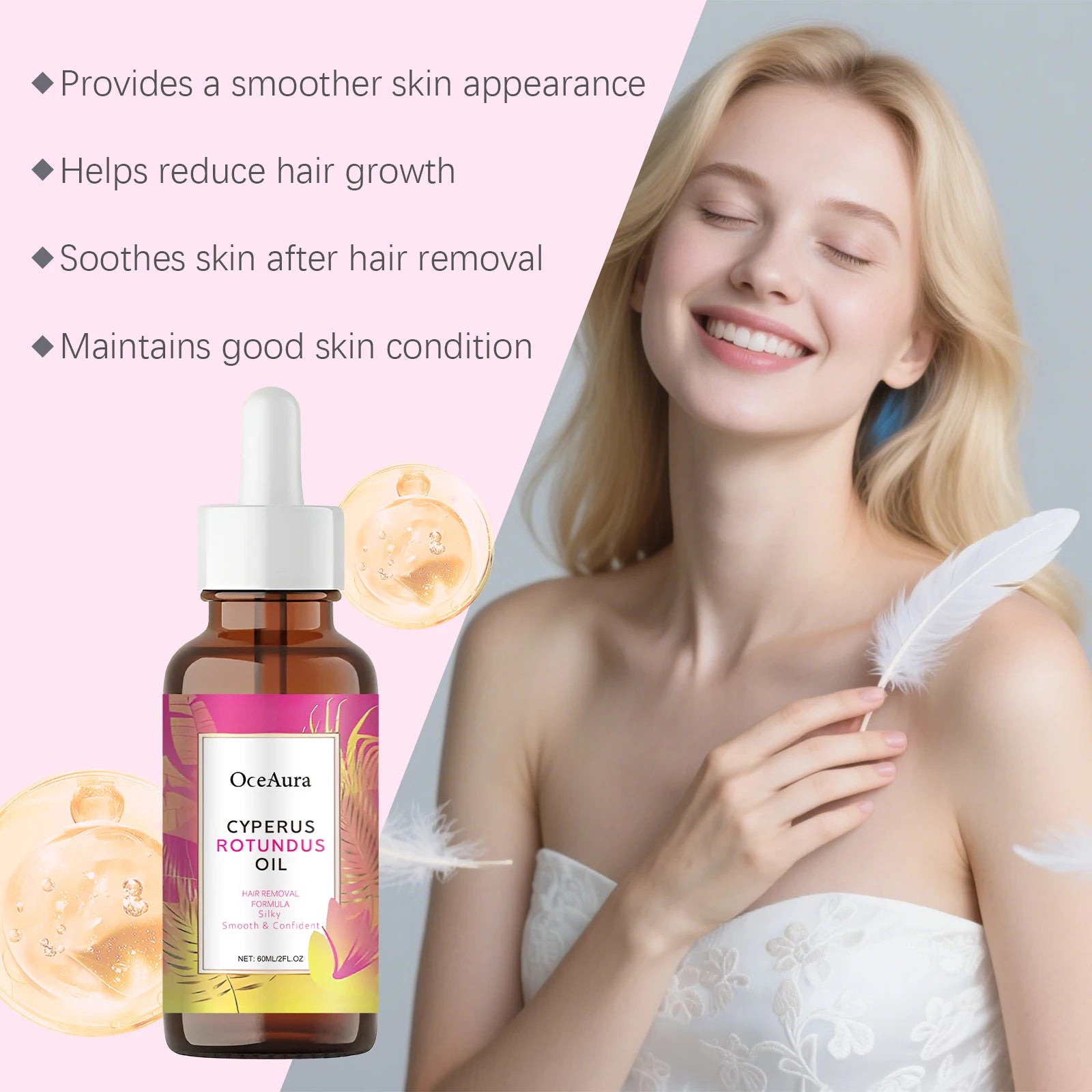 Cyperus Rotundus Oil Body Hair Remover Armpit Leg Arm Reduces Hair Growth Moisturizes Gentle Care Essential Oil for Smooth Skin Oasis Select