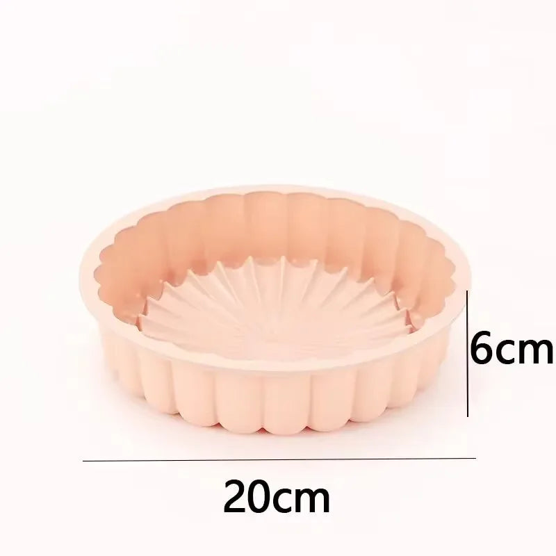 1PC Silicone Cake Pan Multi-Functional Round High Temperature Resistant DIY Baking Mold Oasis Select pink 1