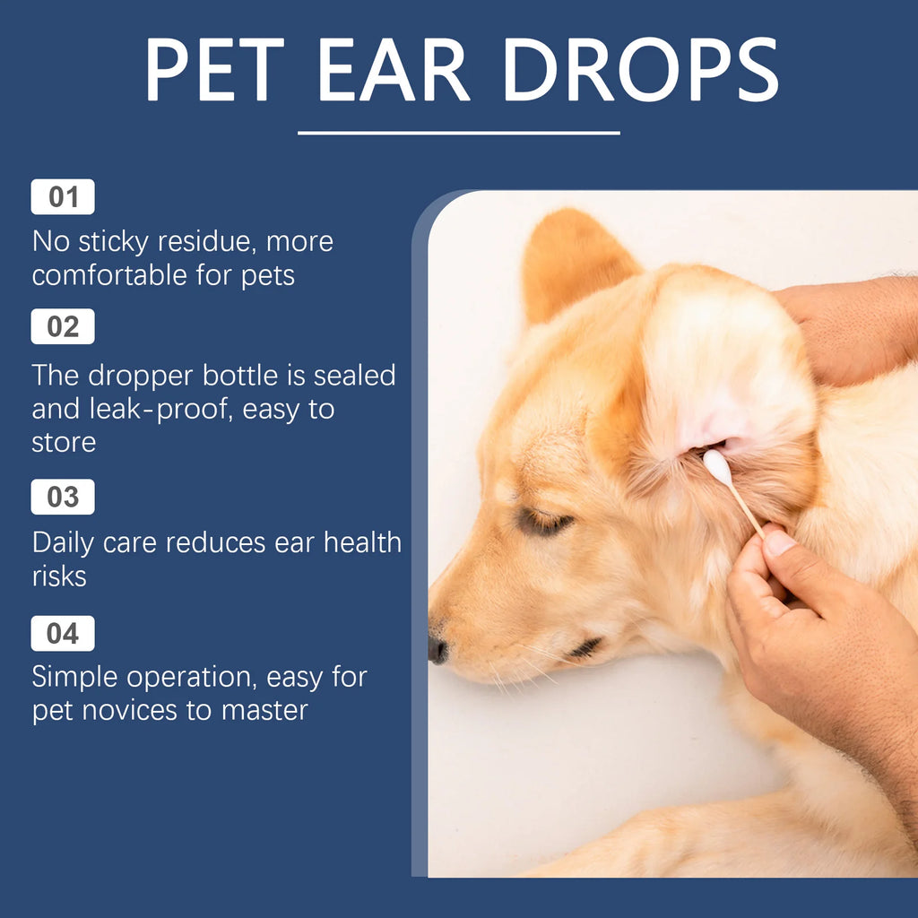 Pet Ear Cleaner Remove Ear Mites Fungus Deep Cleansing Pet Ear Dirt Reduce Redness Odor Gentle Deodorizing Itching Relieve Drop Oasis Select