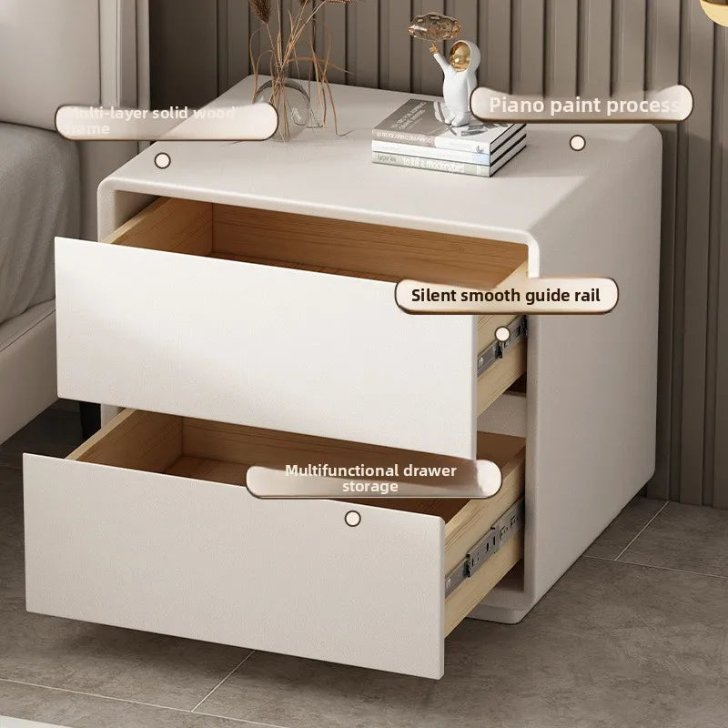 Simple and modern solid wood paint bedside table Italian minimalist light luxury bedroom household small storage locker Oasis Select