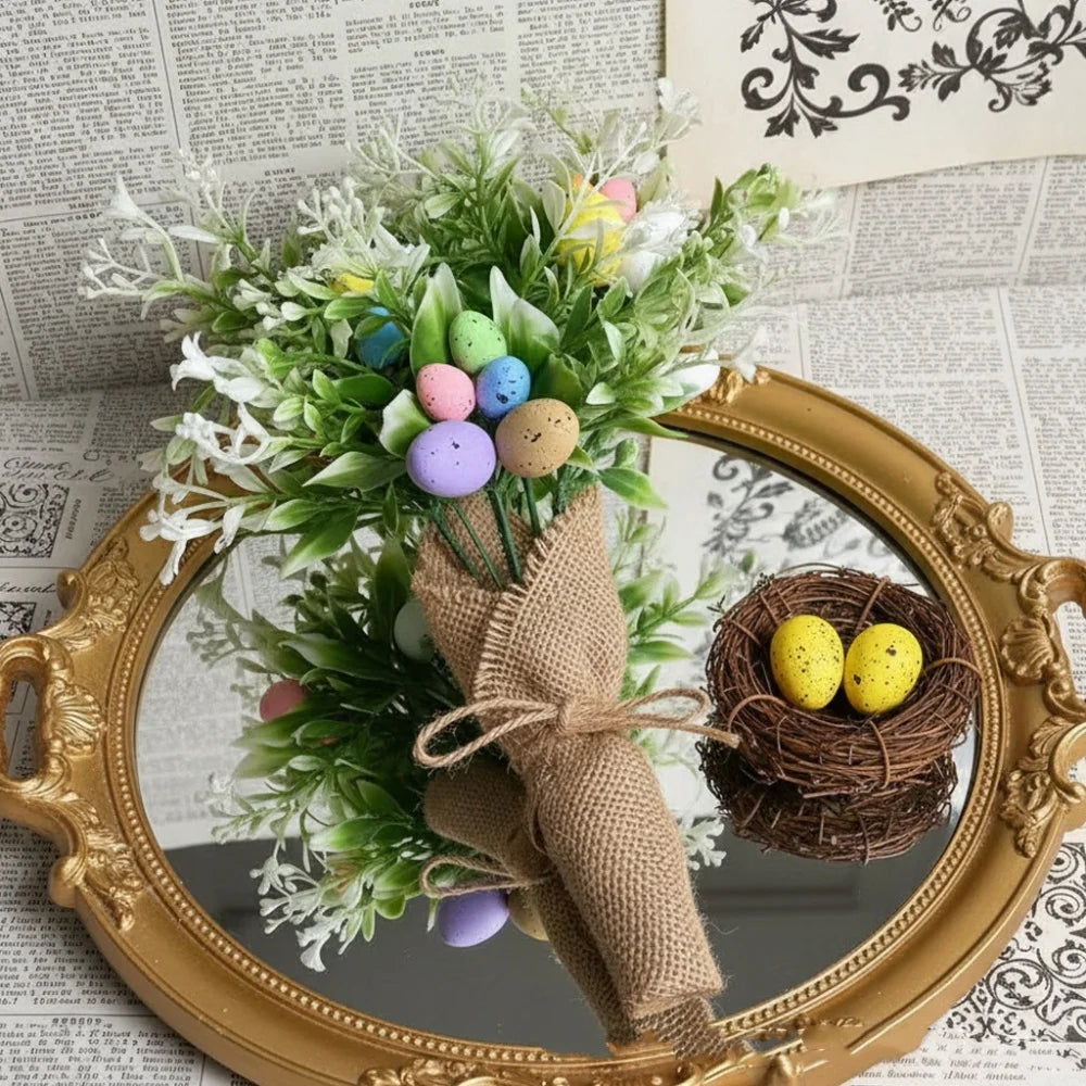 2025 Easter Egg Flower Bouquet, Artificial Flowers Berry Cuttings Spring Flower, Home Decoration, Simple Flower Ornaments Oasis Select
