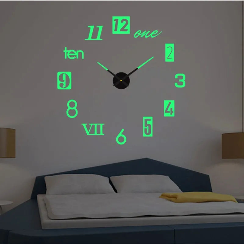 Creative Luminous Silent Wall Clock DIY Living Room Bedroom Three-dimensional Decorative Digital Clock Acrylic Wall Home Decor Oasis Select