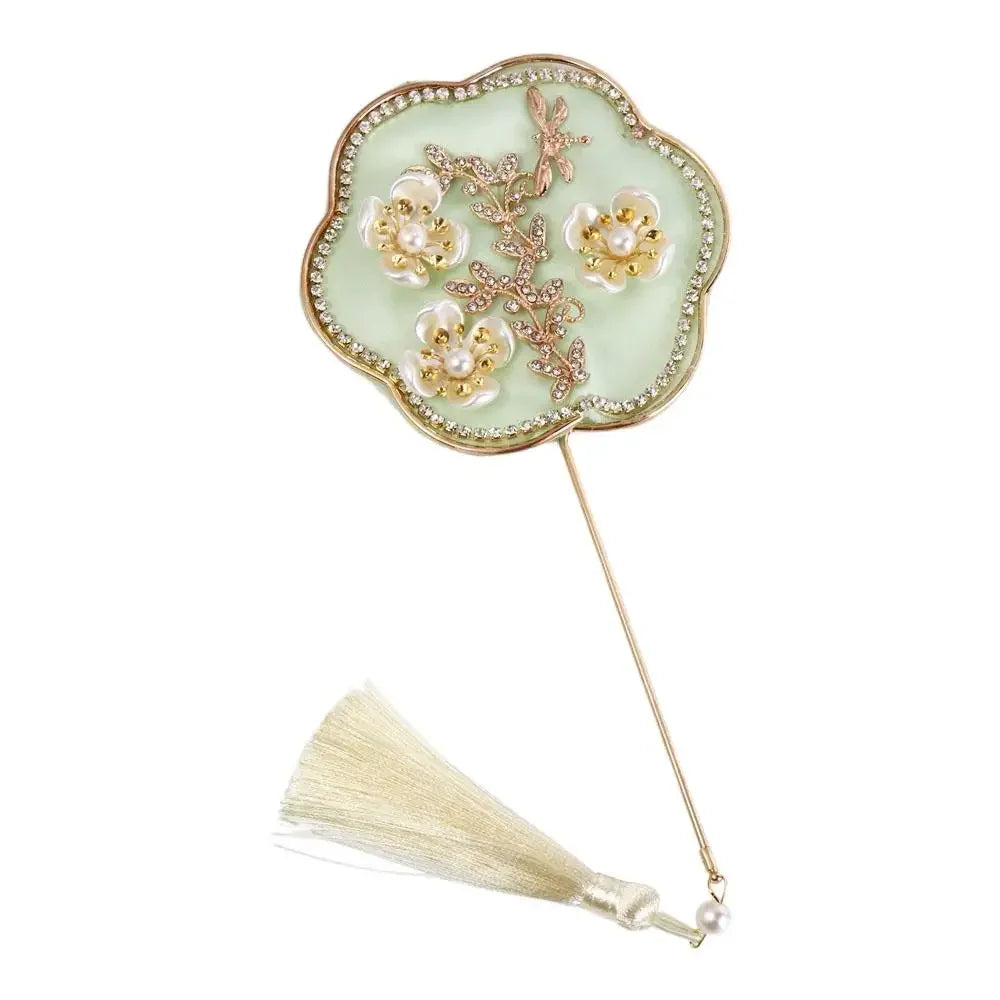 Chinese Style Mini Chinese Fan with Pendant Handheld Bridal Group Fan Tassels Vintage Chinese Silk Fan Chinese Wedding Oasis Select 5